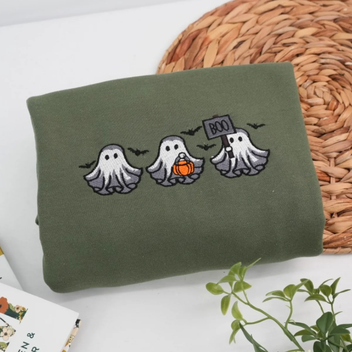 Halloween Ghost Custom Sweatshirts - Cute Boo Embroidered Hoodies - Perfect Spooky Season Family Gift - Image 6