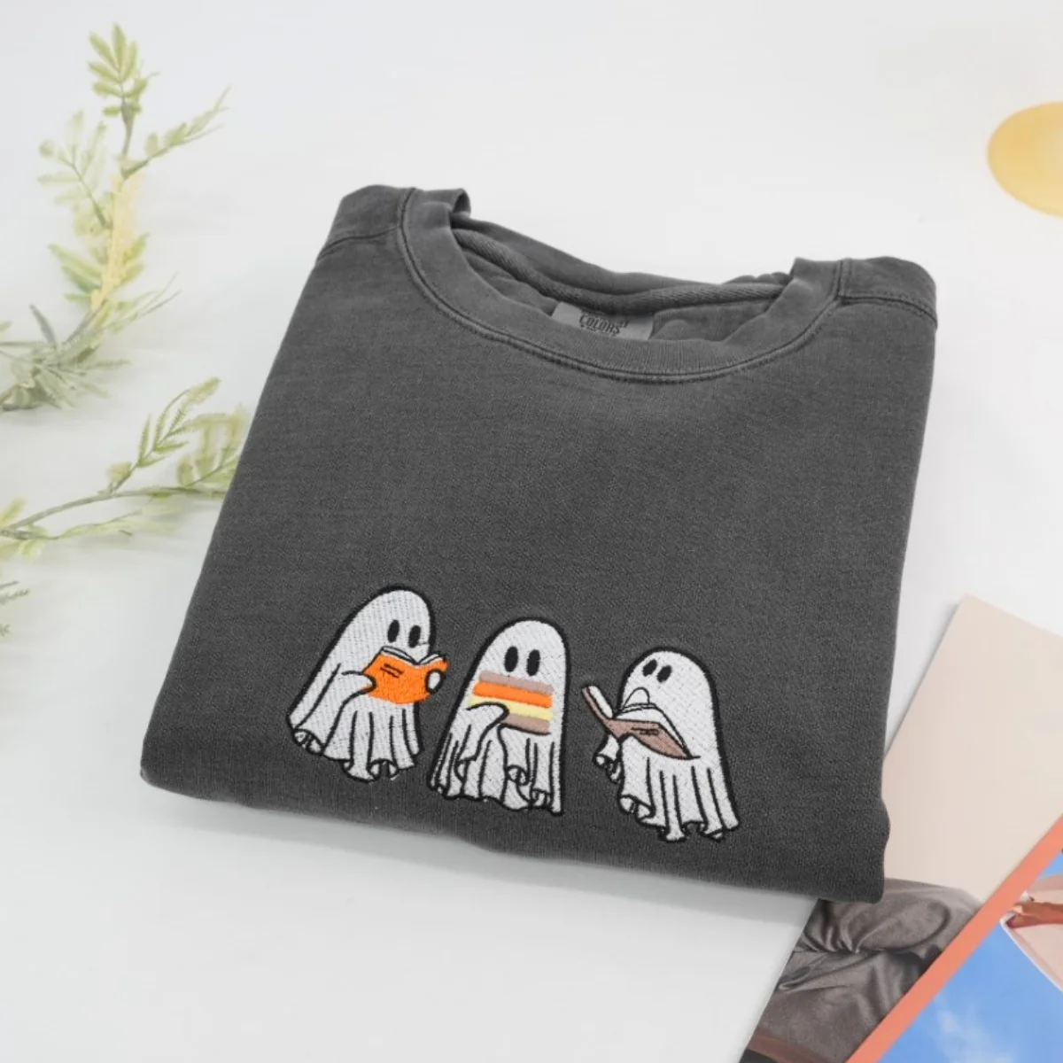 Halloween Ghost Trio Custom Sweatshirts - Cute Trick-or-Treat Embroidered Hoodies - Perfect Spooky Family Gift - Image 5