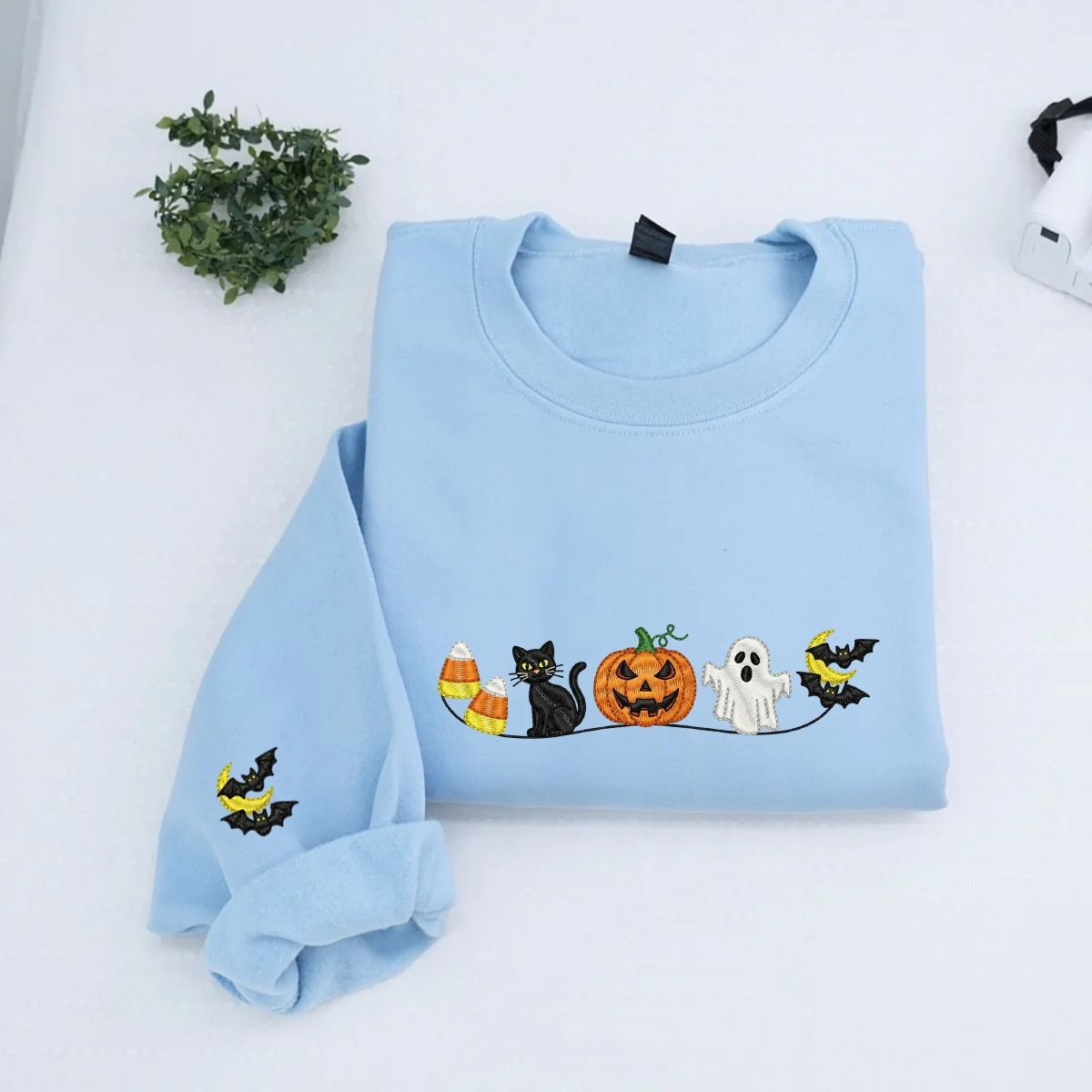 Halloween Icons Embroidered Sweatshirts - Cute Ghost Pumpkin Cat Crewneck - Perfect Spooky Season Gift - Image 2