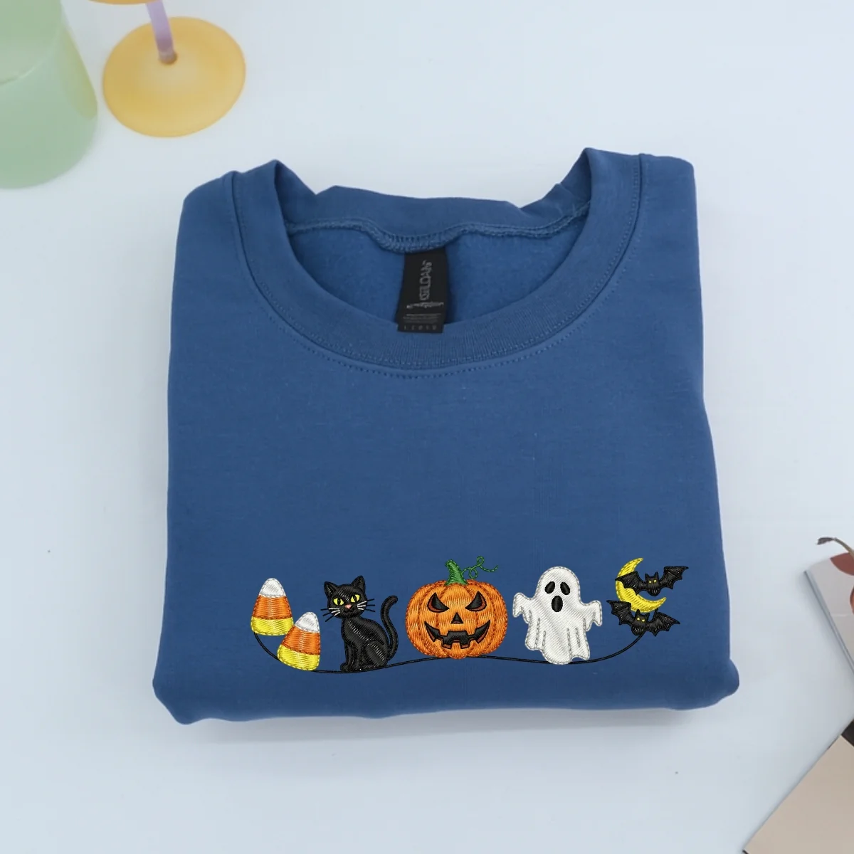 Halloween Icons Embroidered Sweatshirts - Cute Ghost Pumpkin Cat Crewneck - Perfect Spooky Season Gift - Image 6