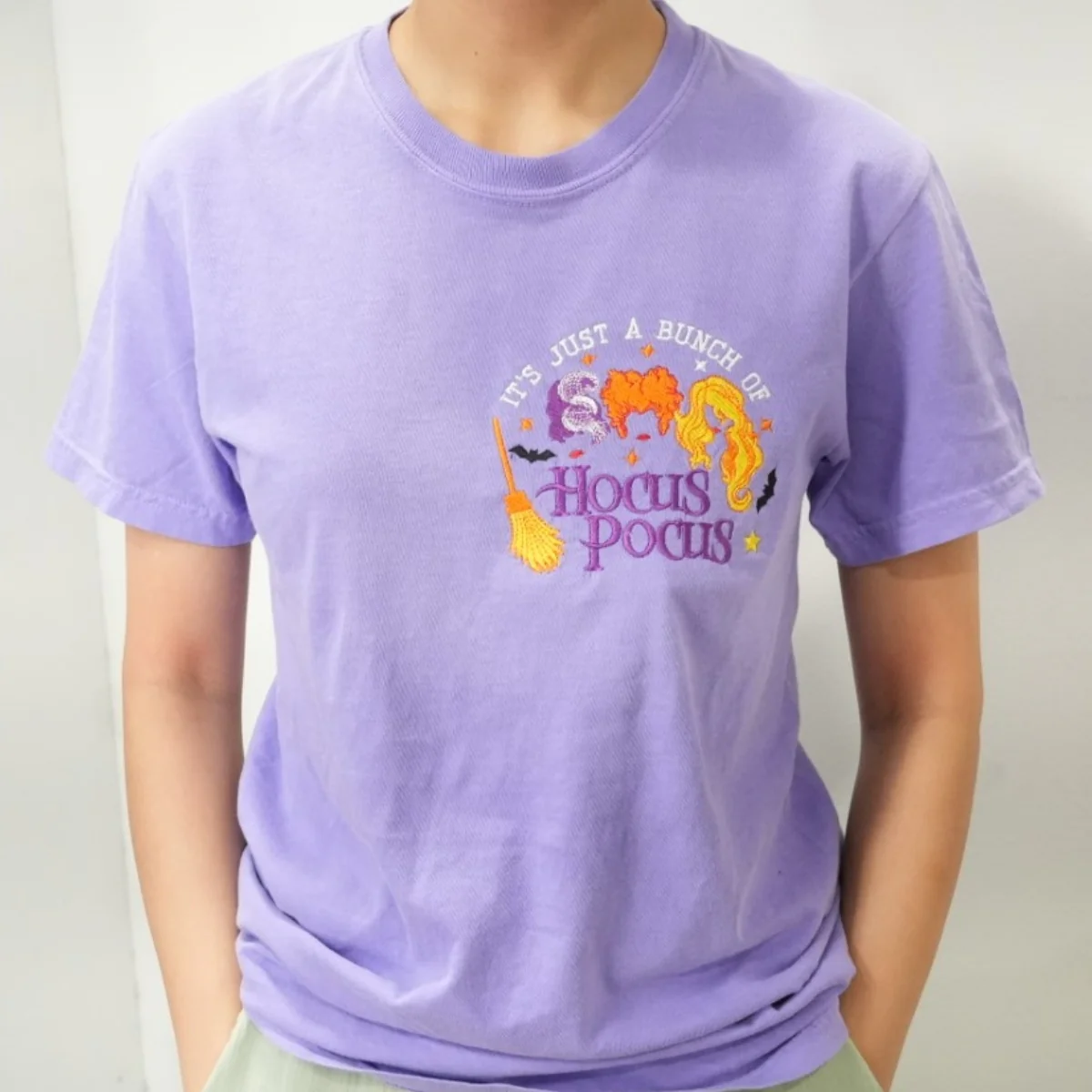 Halloween Witch Sisters Custom T-Shirts - Cropped Embroidered Tees - Perfect Spooky Season Gift - Image 4