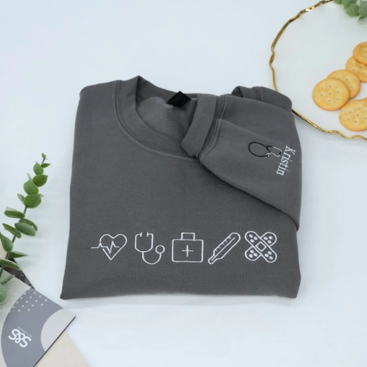 Healthcare Worker Custom Sweatshirts - Medical Professional Embroidered Icons - Nurse Doctor Gift