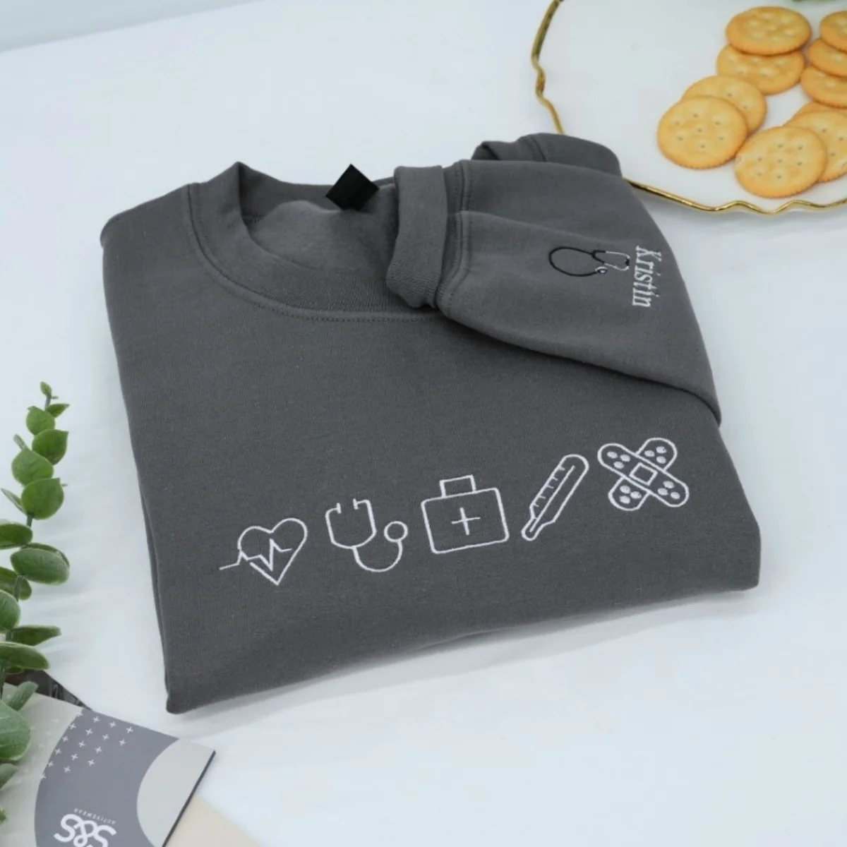 Healthcare Worker Custom Sweatshirts - Medical Professional Embroidered Icons - Nurse Doctor Gift - Image 2