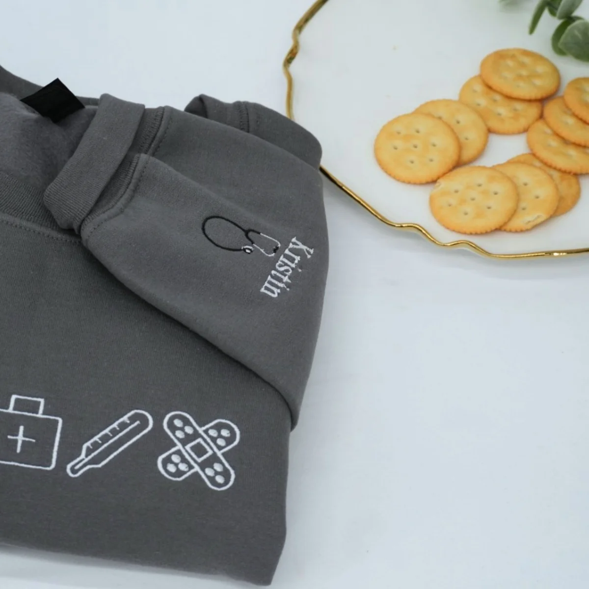 Healthcare Worker Custom Sweatshirts - Medical Professional Embroidered Icons - Nurse Doctor Gift - Image 3