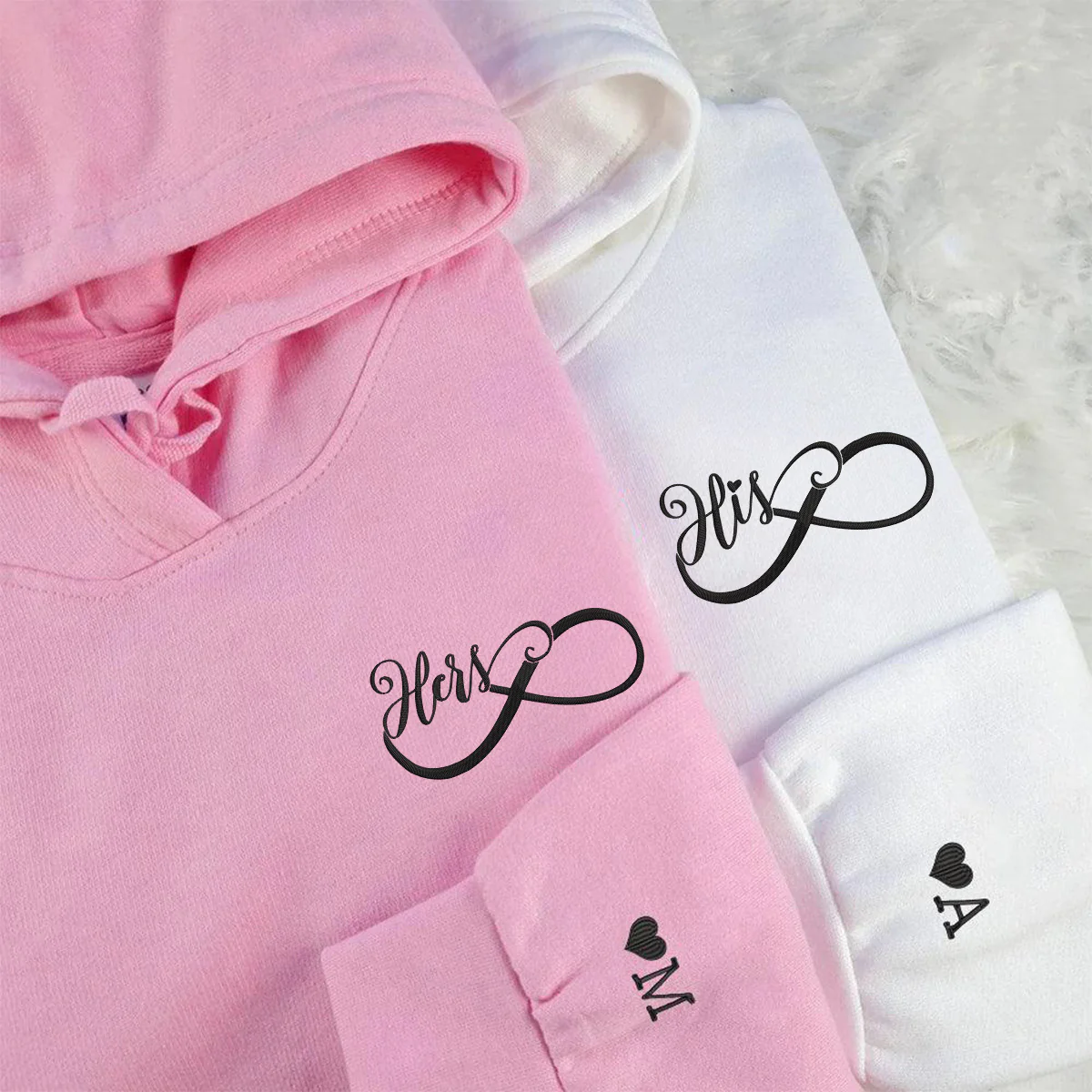 Custom Matching His & Her Couple Embroidered Hoodies - Image 4
