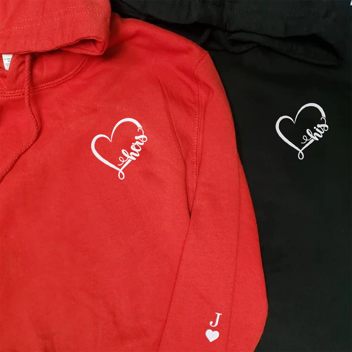 Custom Matching His & Her Couple Embroidered Hoodies - Image 6