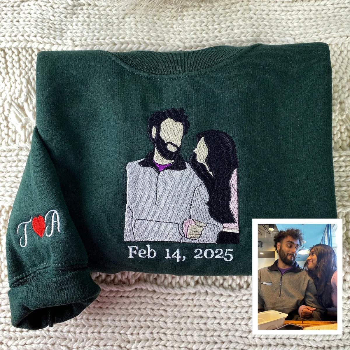 His Hers Custom Picture Hoodies - Personalized Photo Embroidered Couples Sweatshirts Gift - Image 3