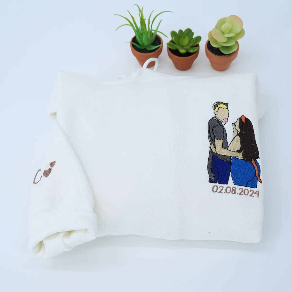 His Hers Custom Picture Hoodies - Personalized Photo Embroidered Couples Sweatshirts Gift - Image 6