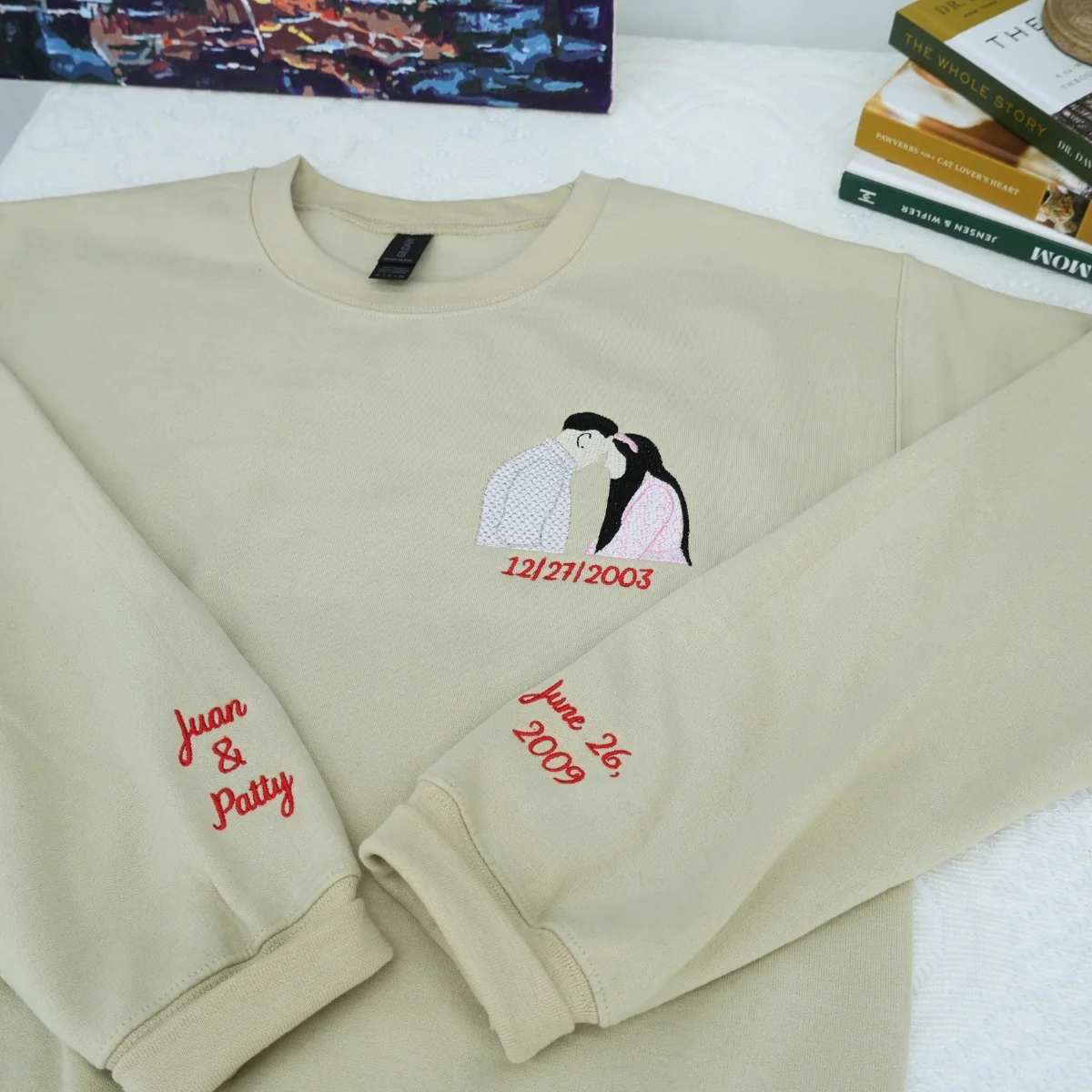 His Hers Custom Picture Hoodies - Personalized Photo Embroidered Couples Sweatshirts Gift - Image 7