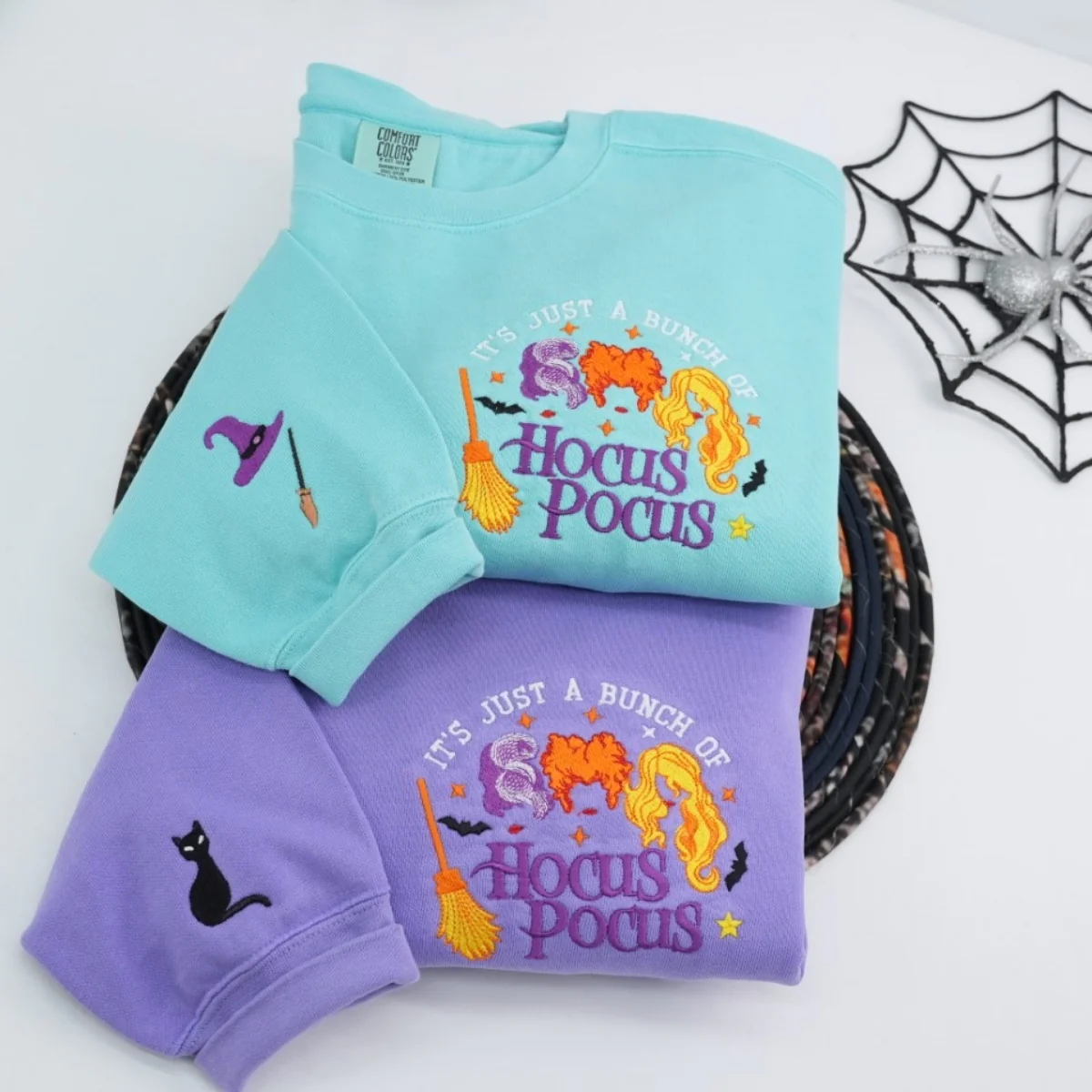 Hocus Pocus Custom Sweatshirts - Magic Sisters Embroidered Halloween Hoodies - Perfect Spooky Movie Gift