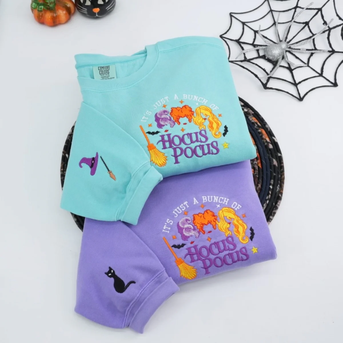 Hocus Pocus Custom Sweatshirts - Magic Sisters Embroidered Halloween Hoodies - Perfect Spooky Movie Gift - Image 2