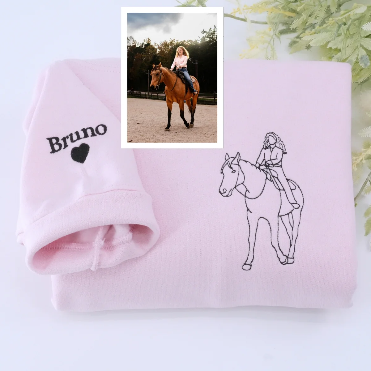 Horse Art Gift Hoodies - Line Art Portrait Embroidered Sweatshirts - Equestrian Presents - Image 2