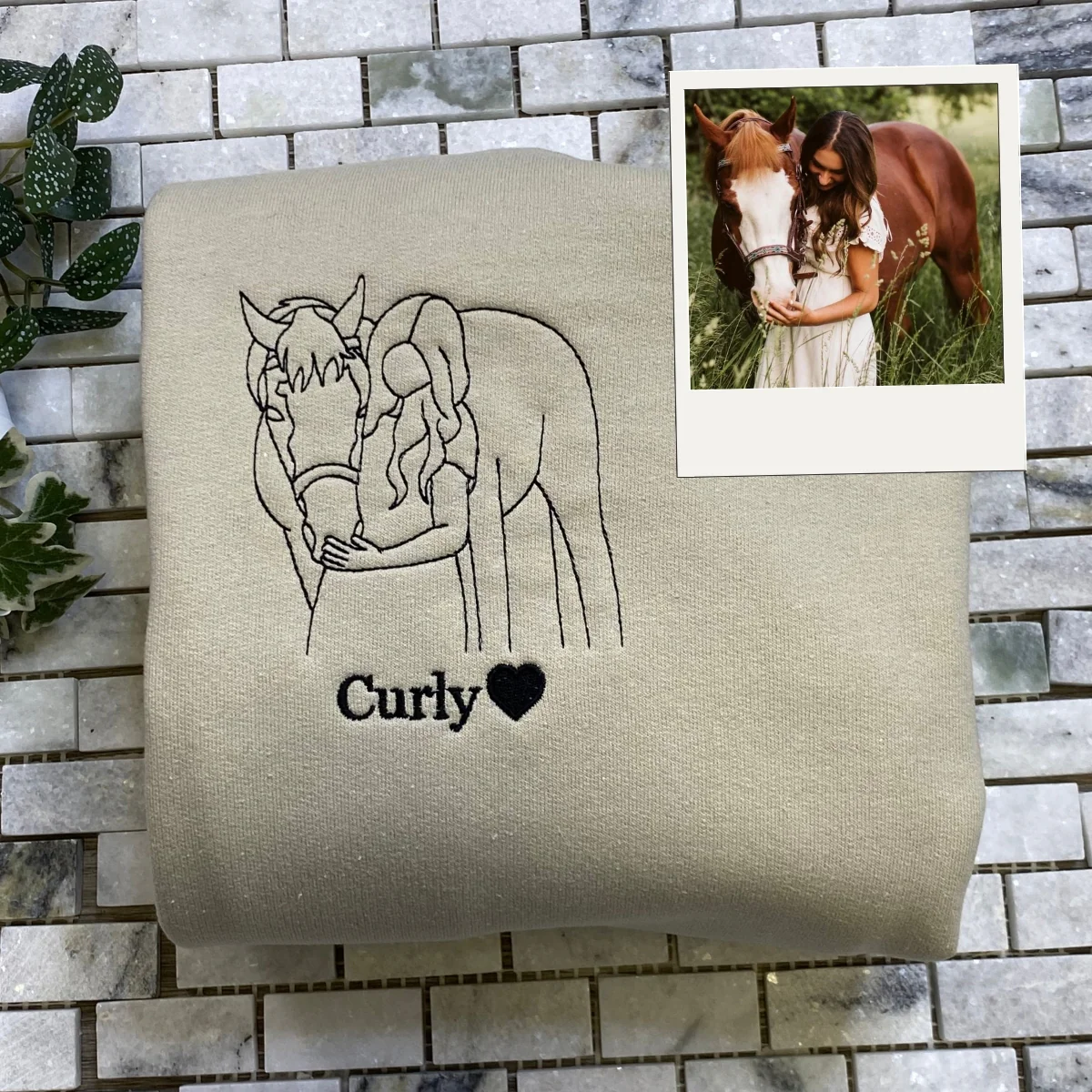 Horse Art Gift Hoodies - Line Art Portrait Embroidered Sweatshirts - Equestrian Presents - Image 4