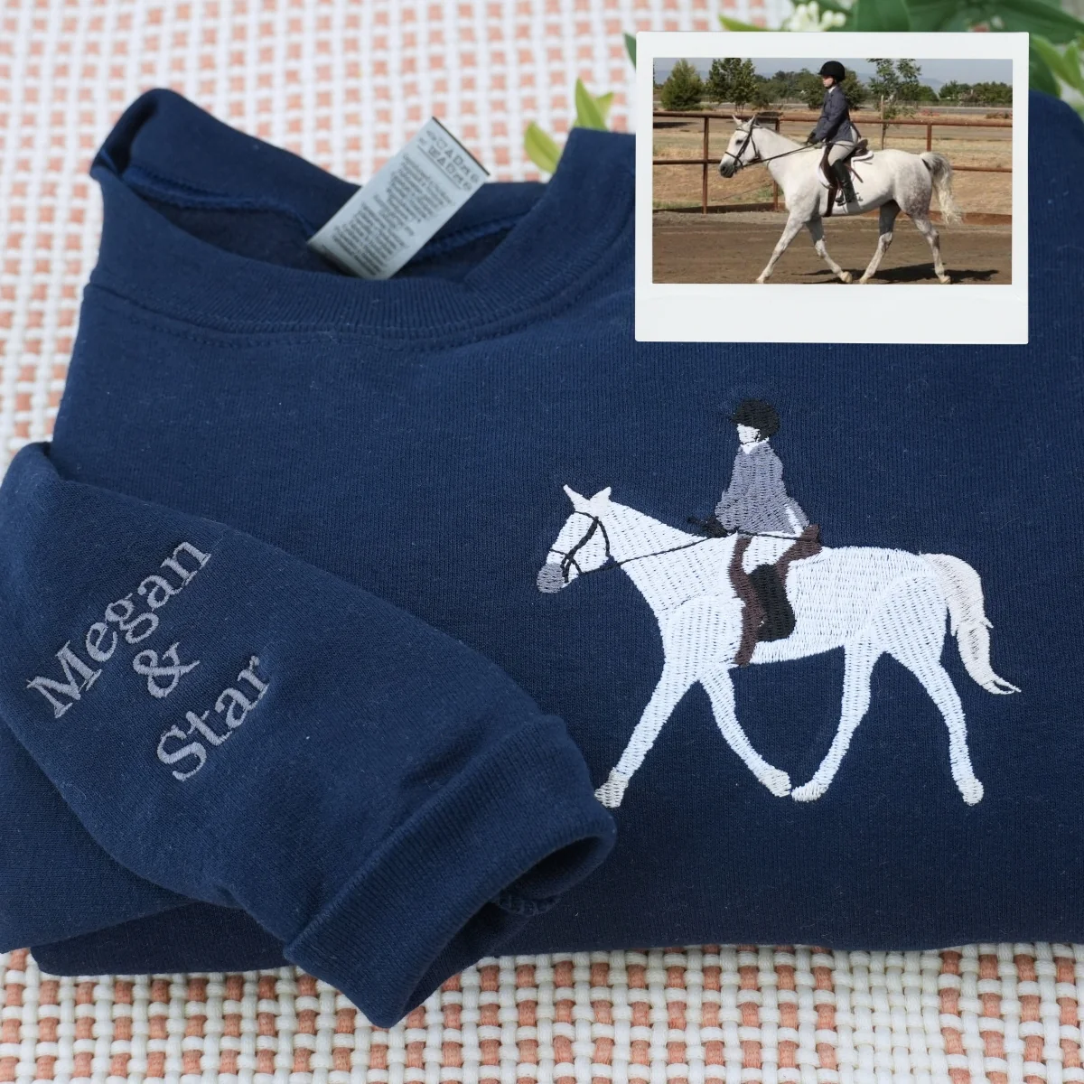 Horse Lover Custom Hoodies - Equestrian Portrait Embroidered Sweatshirts - Personalized Horse Rider Gift - Image 3