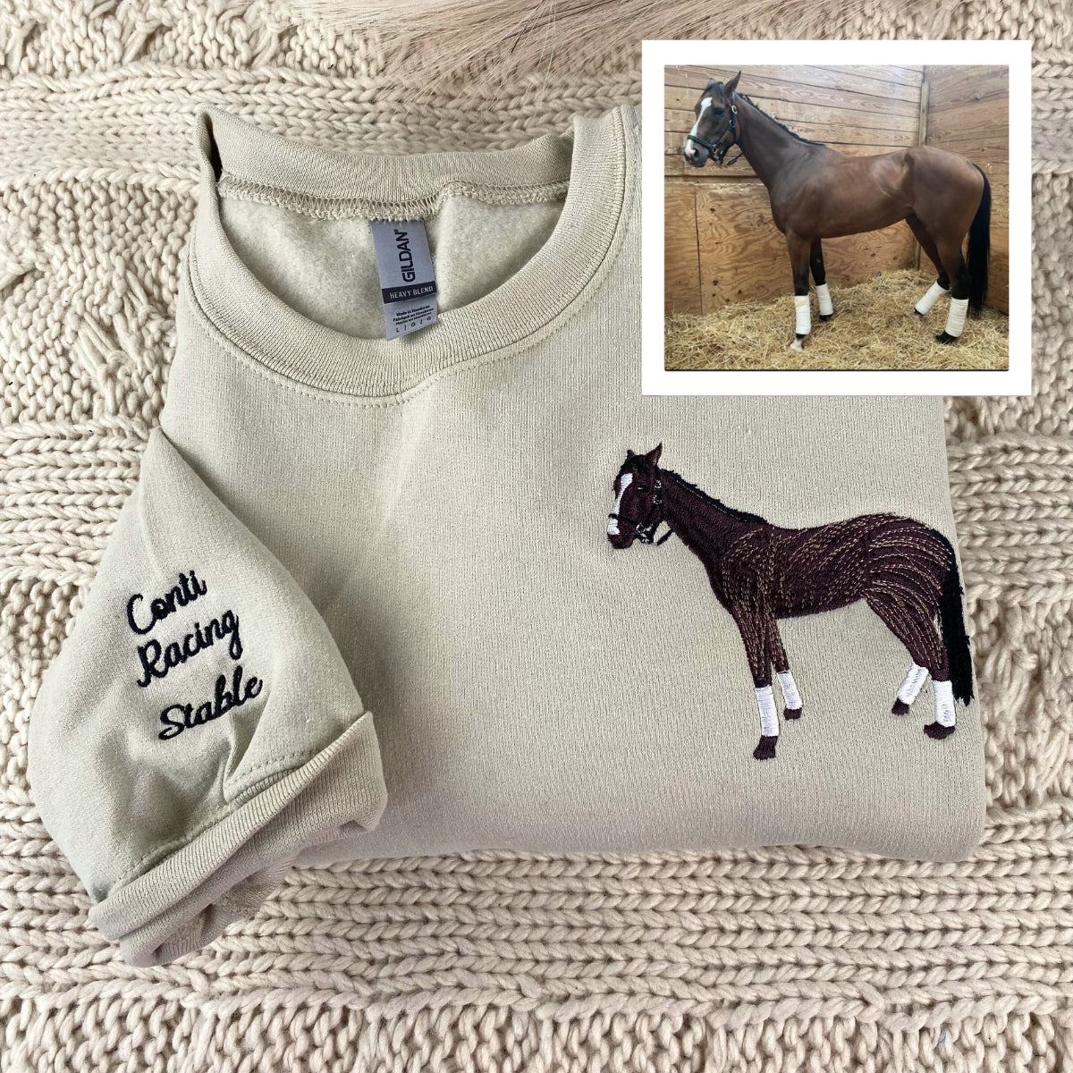 Horse Lover Custom Hoodies - Equestrian Portrait Embroidered Sweatshirts - Personalized Horse Rider Gift - Image 4