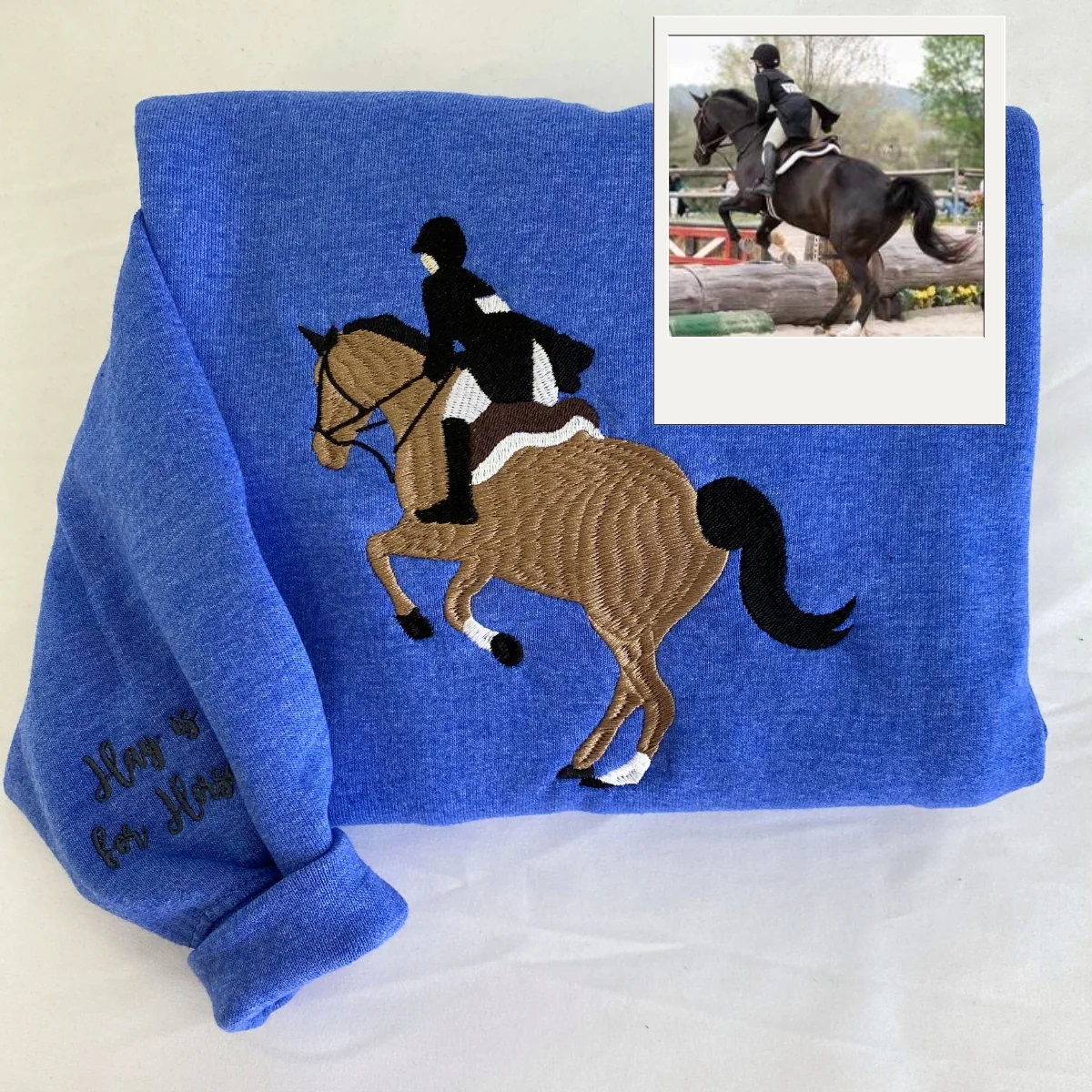 Horse Lover Custom Hoodies - Equestrian Portrait Embroidered Sweatshirts - Personalized Horse Rider Gift - Image 5