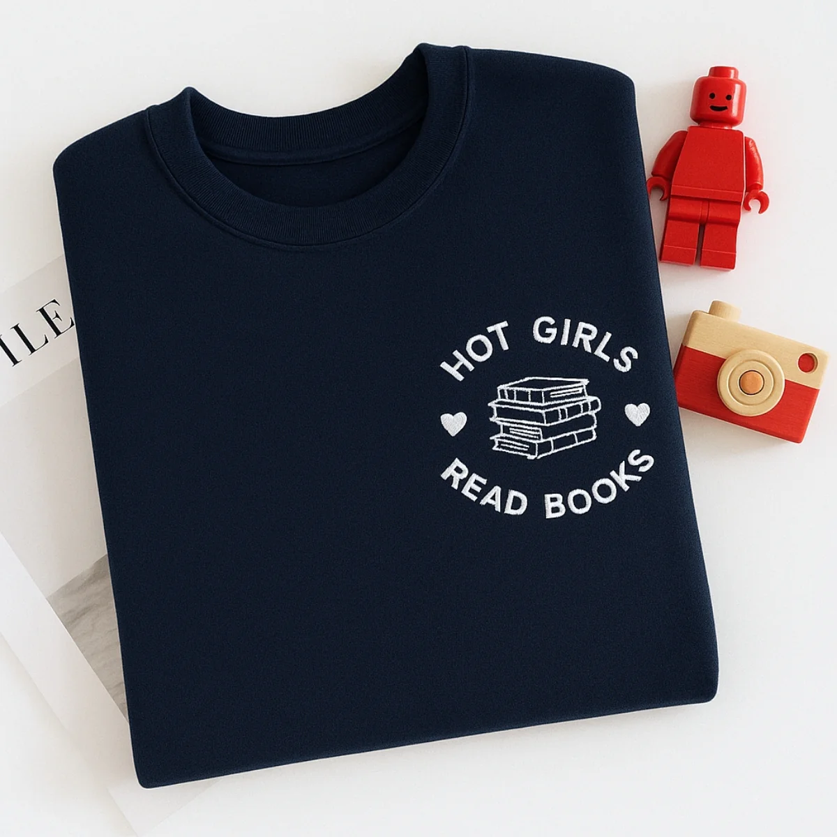 Hot Girls Read Books Hoodies - Empowered Book Lover Embroidered Sweatshirts - Confident Reading Gift - Image 5