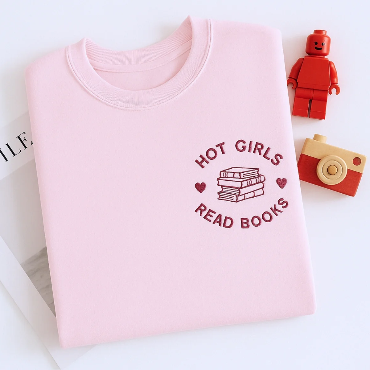 Hot Girls Read Books Hoodies - Empowered Book Lover Embroidered Sweatshirts - Confident Reading Gift - Image 6