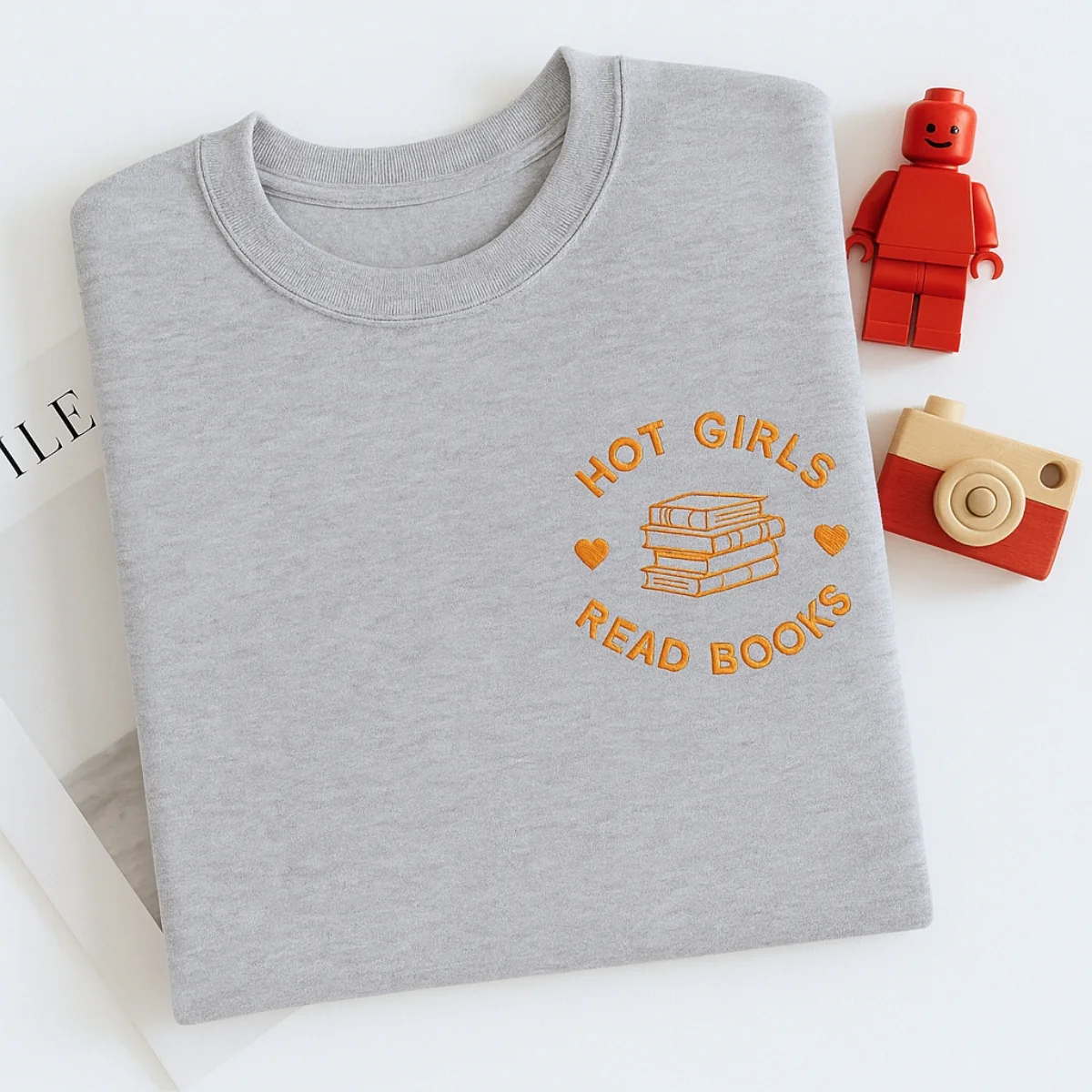 Hot Girls Read Books Hoodies - Empowered Book Lover Embroidered Sweatshirts - Confident Reading Gift - Image 7