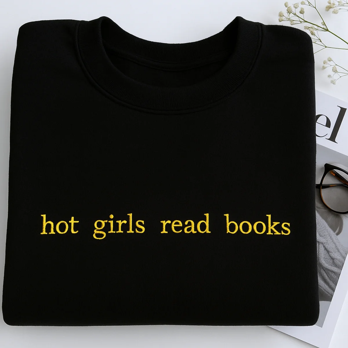 Hot Girls Read Books Hoodies - Empowered Book Lover Embroidered Sweatshirts - Confident Reading Gift - Image 3