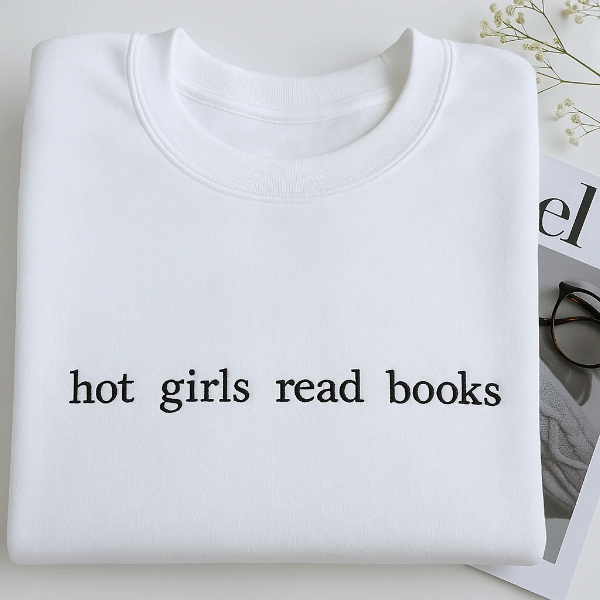 Hot Girls Read Books Hoodies - Empowered Book Lover Embroidered Sweatshirts - Confident Reading Gift - Image 4