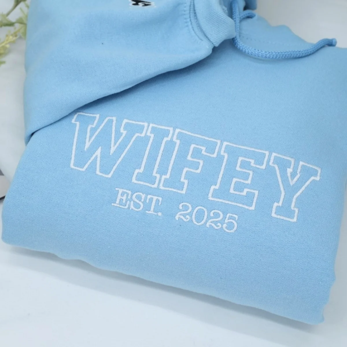 Hubby Wifey Custom Hoodies - Matching Embroidered Couples Sweatshirts - Wedding Anniversary Gift - Image 2
