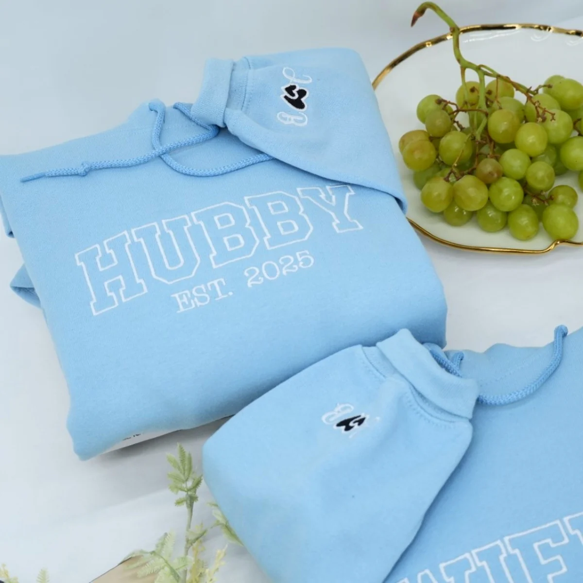 Hubby Wifey Custom Hoodies - Matching Embroidered Couples Sweatshirts - Wedding Anniversary Gift - Image 4