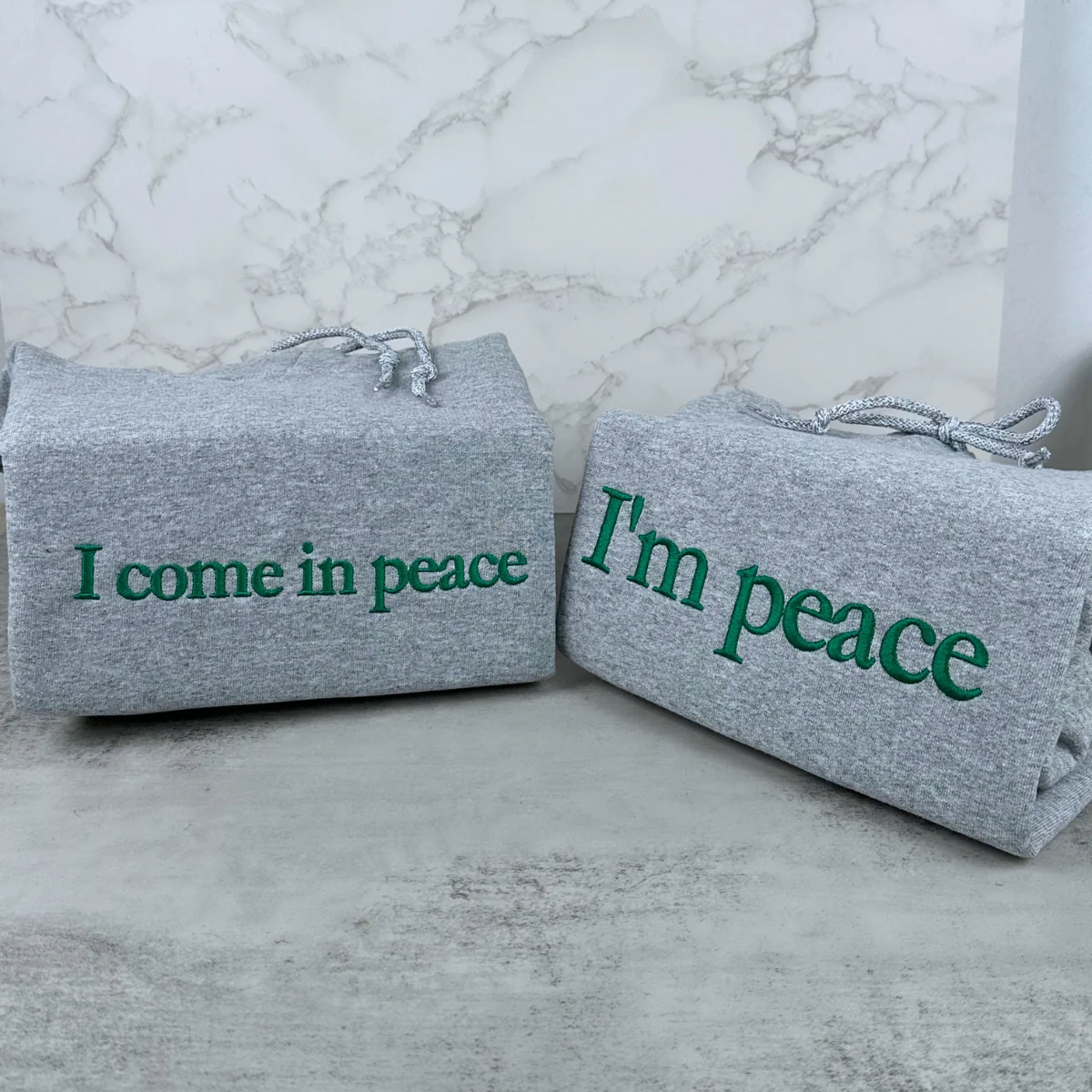 Custom I Come In Peace Hoodie, Matching Embroidered Hoodie for Couple - Image 5