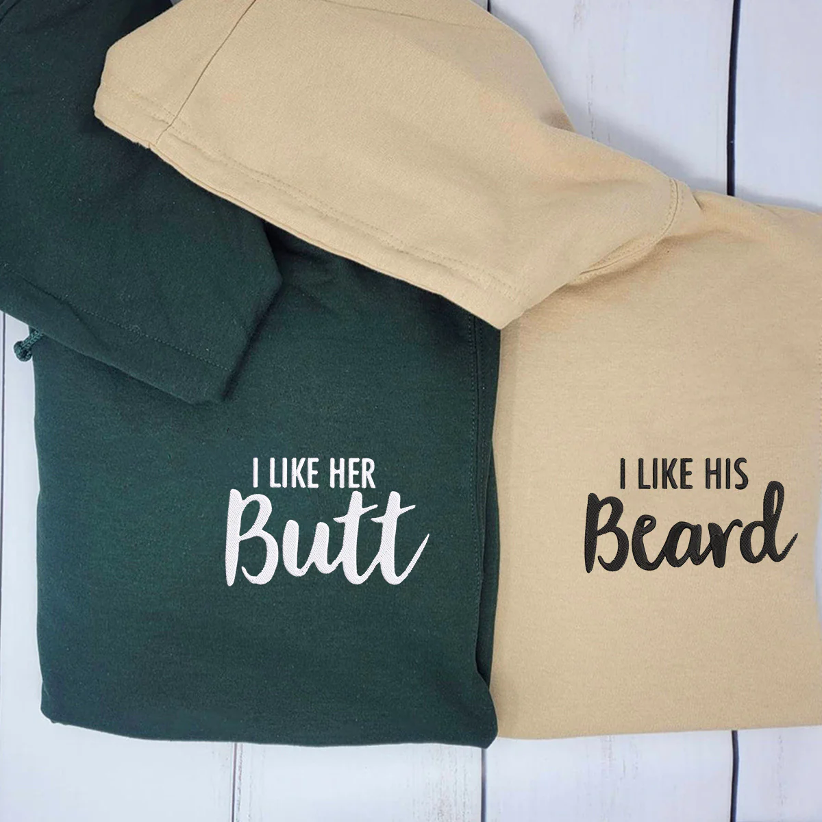 Personalised Matching I Like His Beard Embroidered Hoodie - Image 3