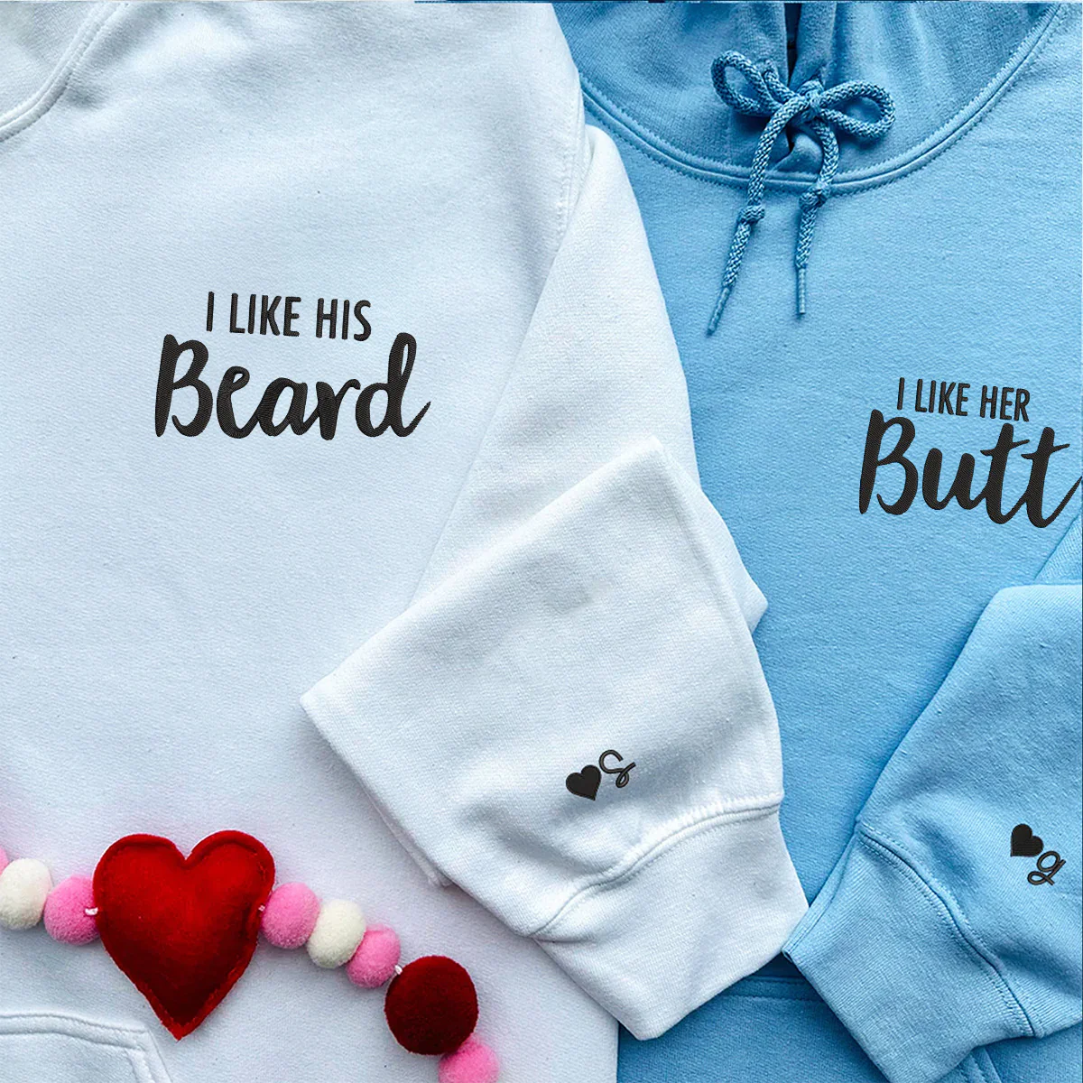 Personalised Matching I Like His Beard Embroidered Hoodie - Image 4