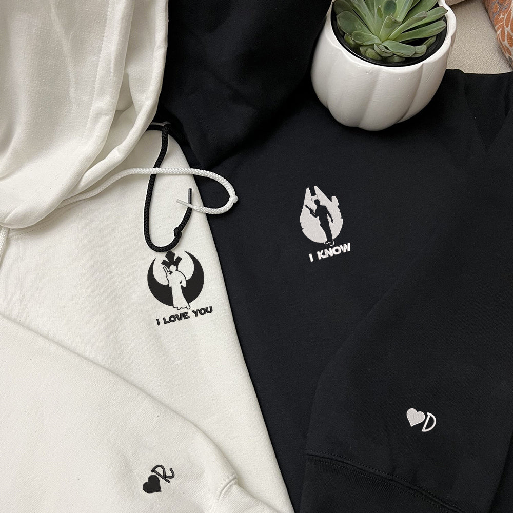 I Love You And I Know Custom Embroidered Matching Hoodies For Couples - Image 2