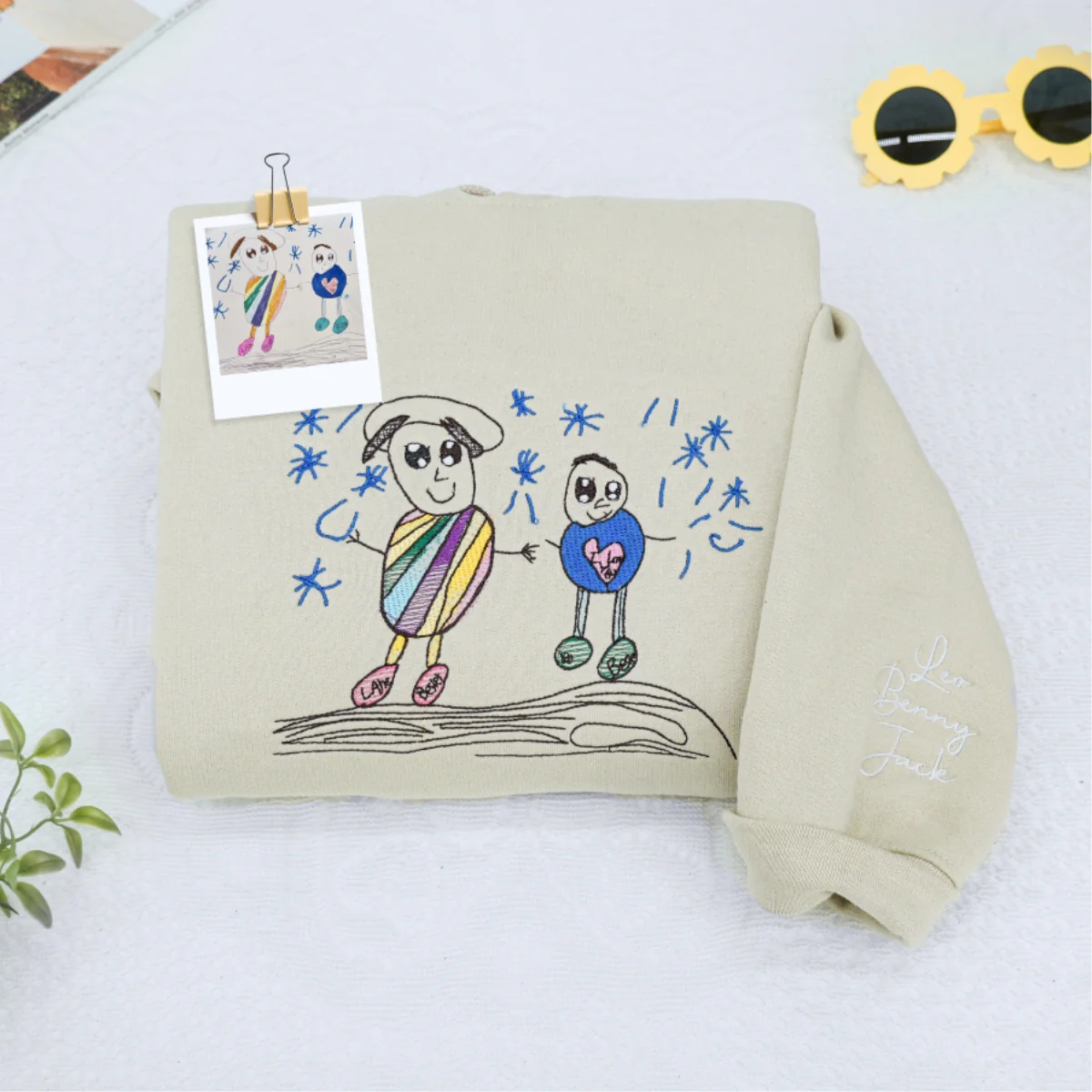I Love You Daddy Embroidered Sweatshirts - Custom Child Handwriting Hoodies - Perfect Father's Day Gift - Image 3