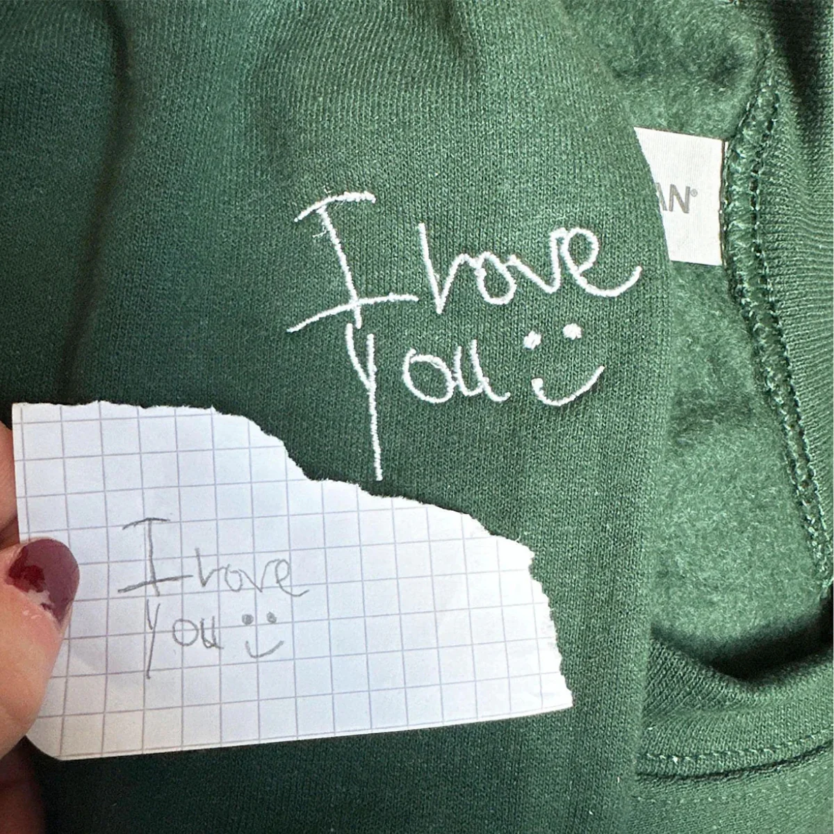 I Love You Daddy Embroidered Sweatshirts - Custom Child Handwriting Hoodies - Perfect Father's Day Gift - Image 9