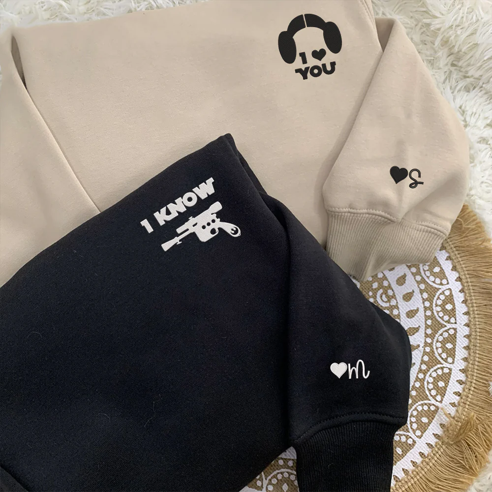 I Love You I Know Inspired Custom Embroidered Matching Hoodies For Couples - Image 3