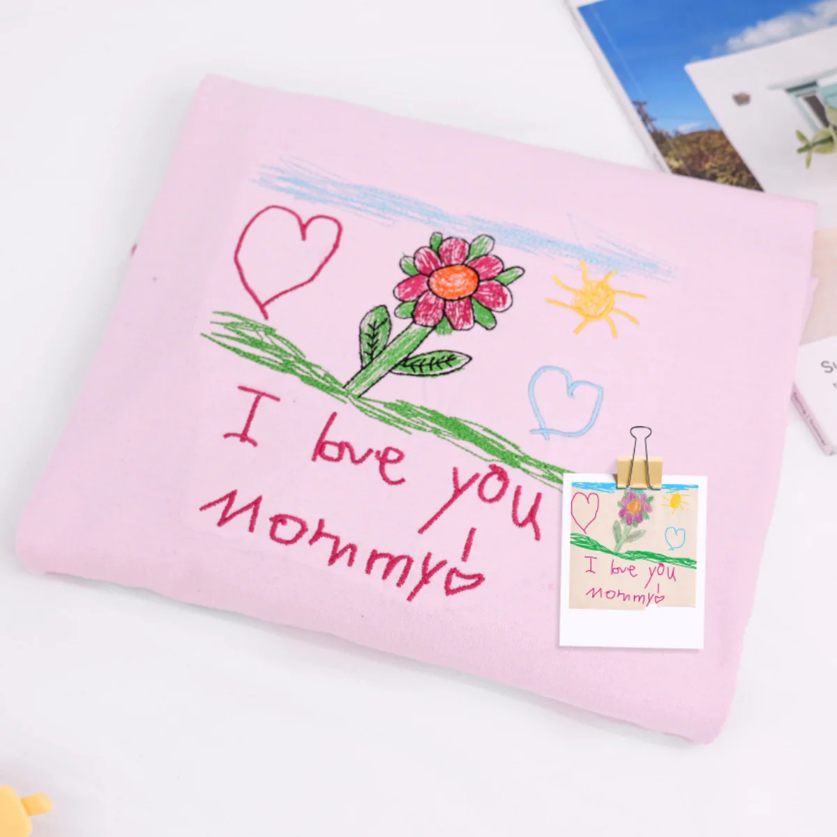 I Love You Mommy Embroidered Sweatshirts - Custom Child Handwriting Hoodies - Perfect Mother's Day Gift