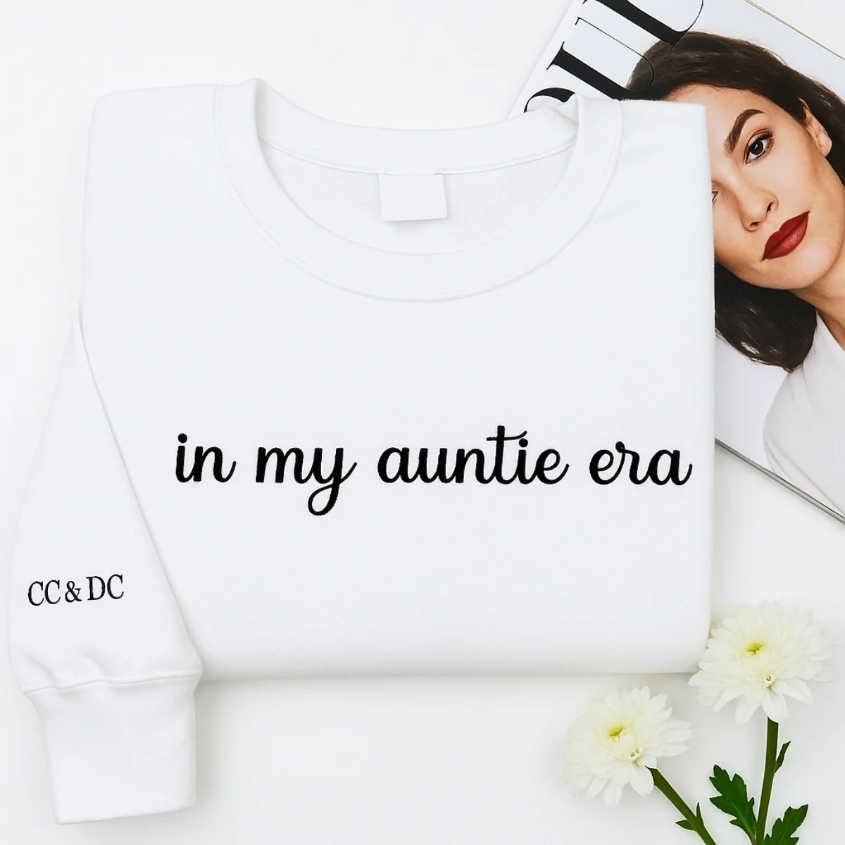 In My Auntie Era Hoodies - Custom Initials Embroidered Sweatshirts - Personalized Aunt Gift - Image 2