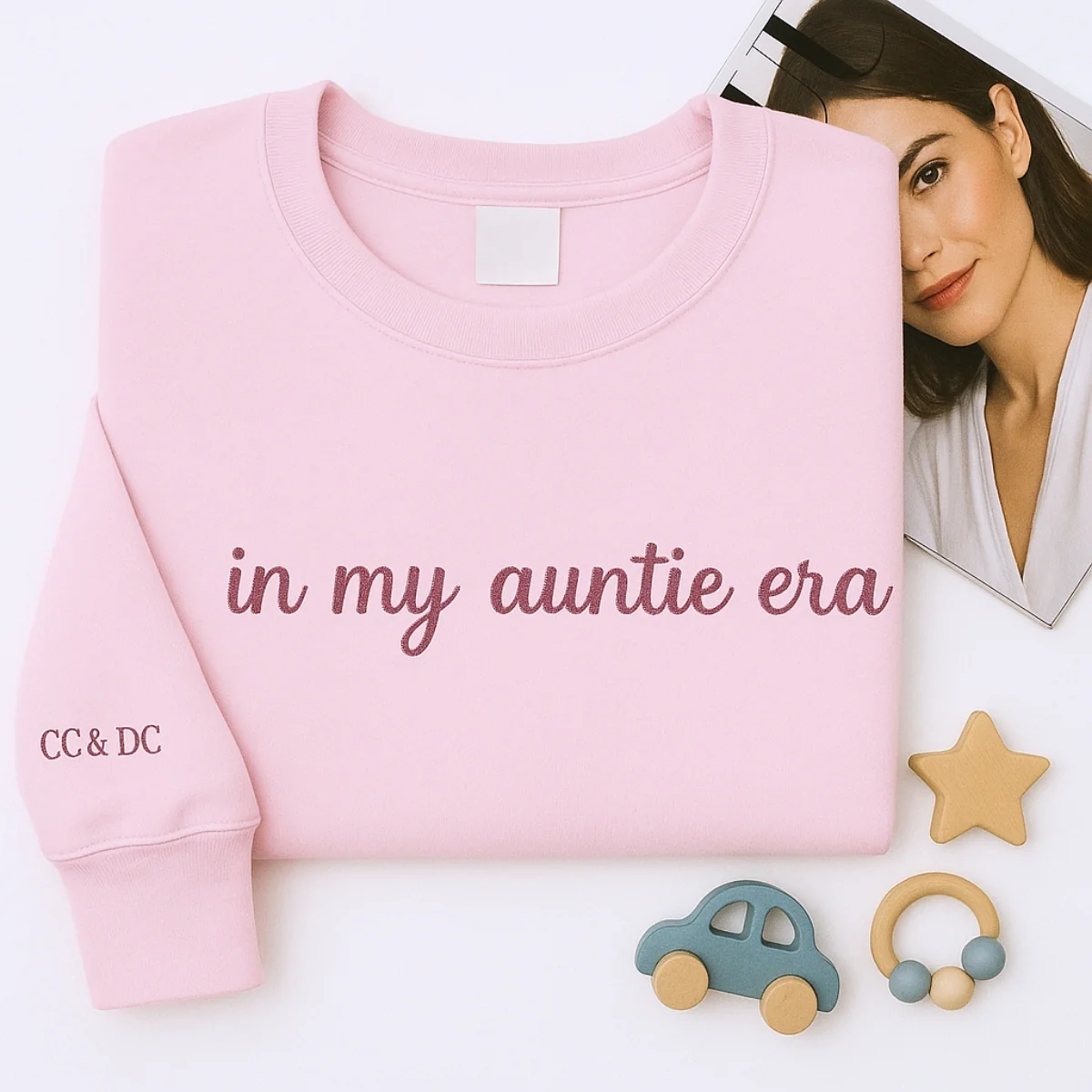In My Auntie Era Hoodies - Custom Initials Embroidered Sweatshirts - Personalized Aunt Gift - Image 6