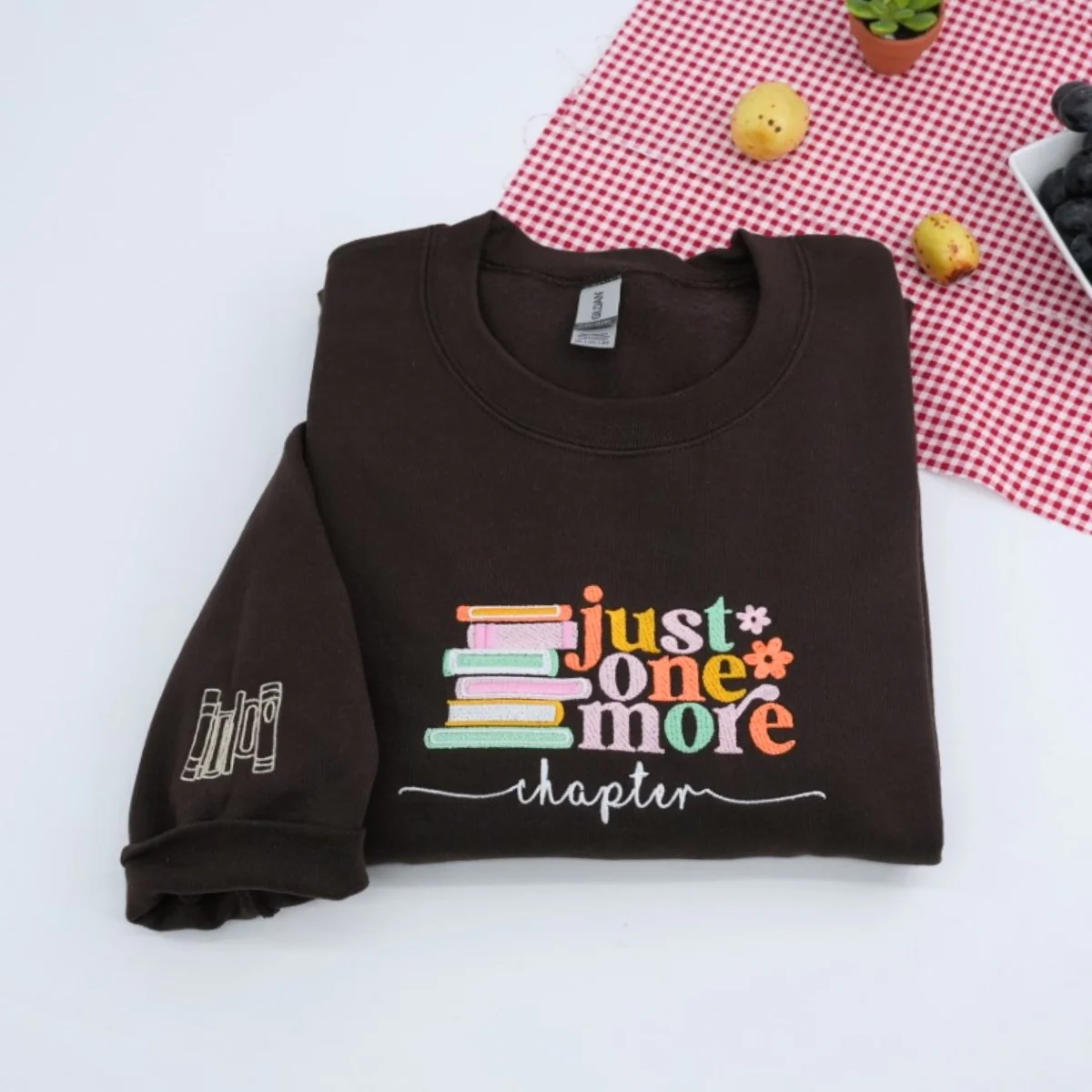 Just One More Chapter Book Sweatshirts - Reader Embroidered Apparel - Perfect Bookworm Gift - Image 5
