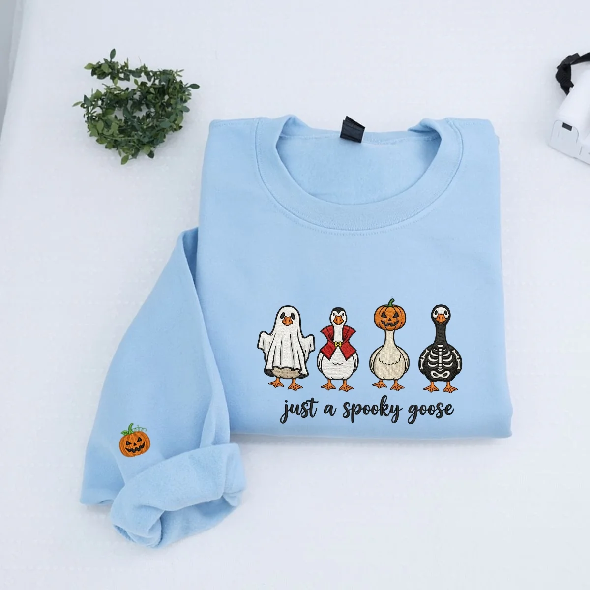 Just A Spooky Goose Custom Hoodies - Halloween Geese Embroidered Sweatshirts - Perfect Viral Halloween Gift - Image 4