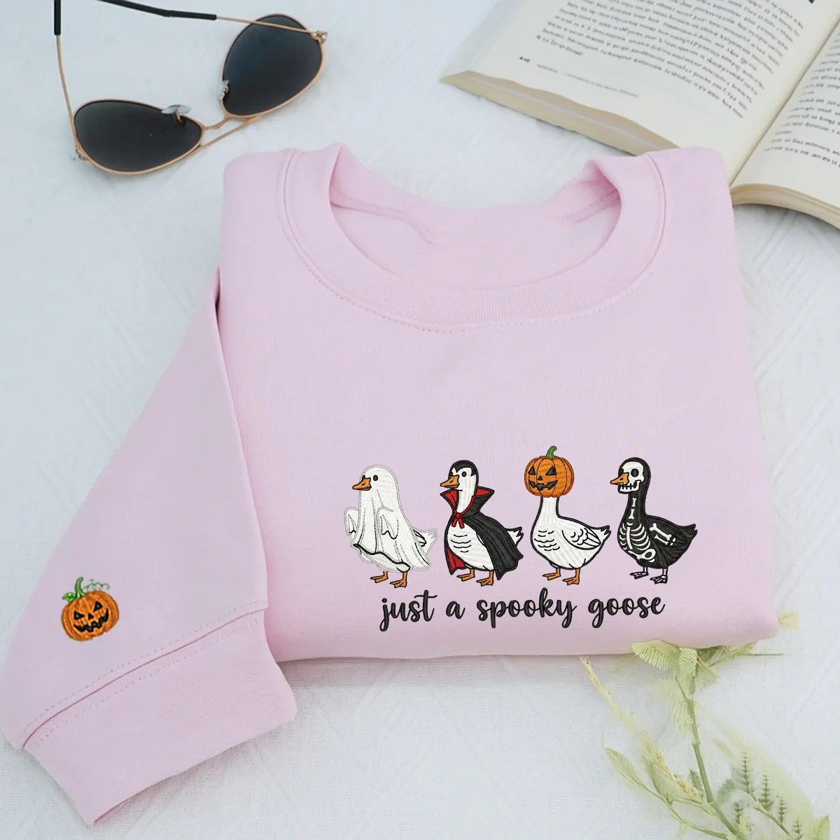 Just A Spooky Goose Halloween Hoodies - Funny Costume Geese Embroidered Sweatshirts - Perfect Halloween Gift - Image 3