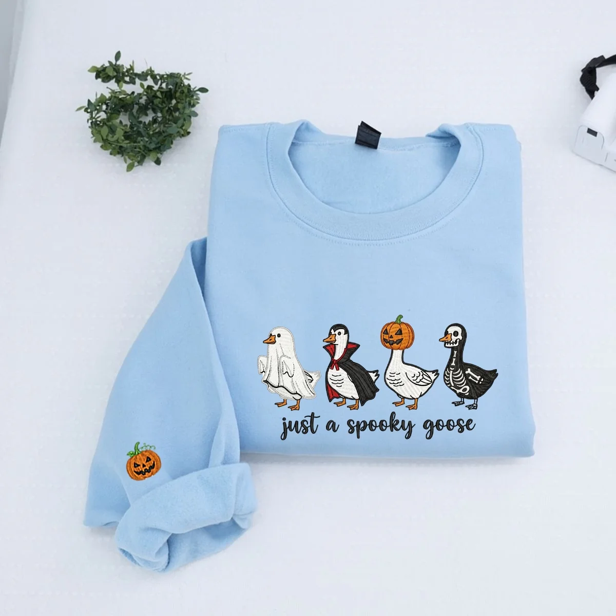 Just A Spooky Goose Halloween Hoodies - Funny Costume Geese Embroidered Sweatshirts - Perfect Halloween Gift - Image 4