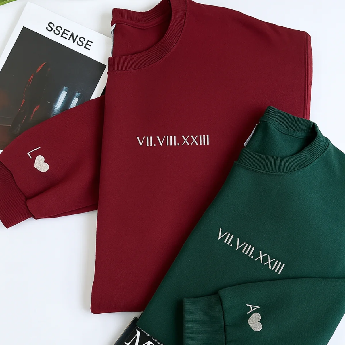 Matching Anniversary Hoodies - Custom Roman Numeral Couples Embroidered Sweatshirts - Wedding Gift - Image 2