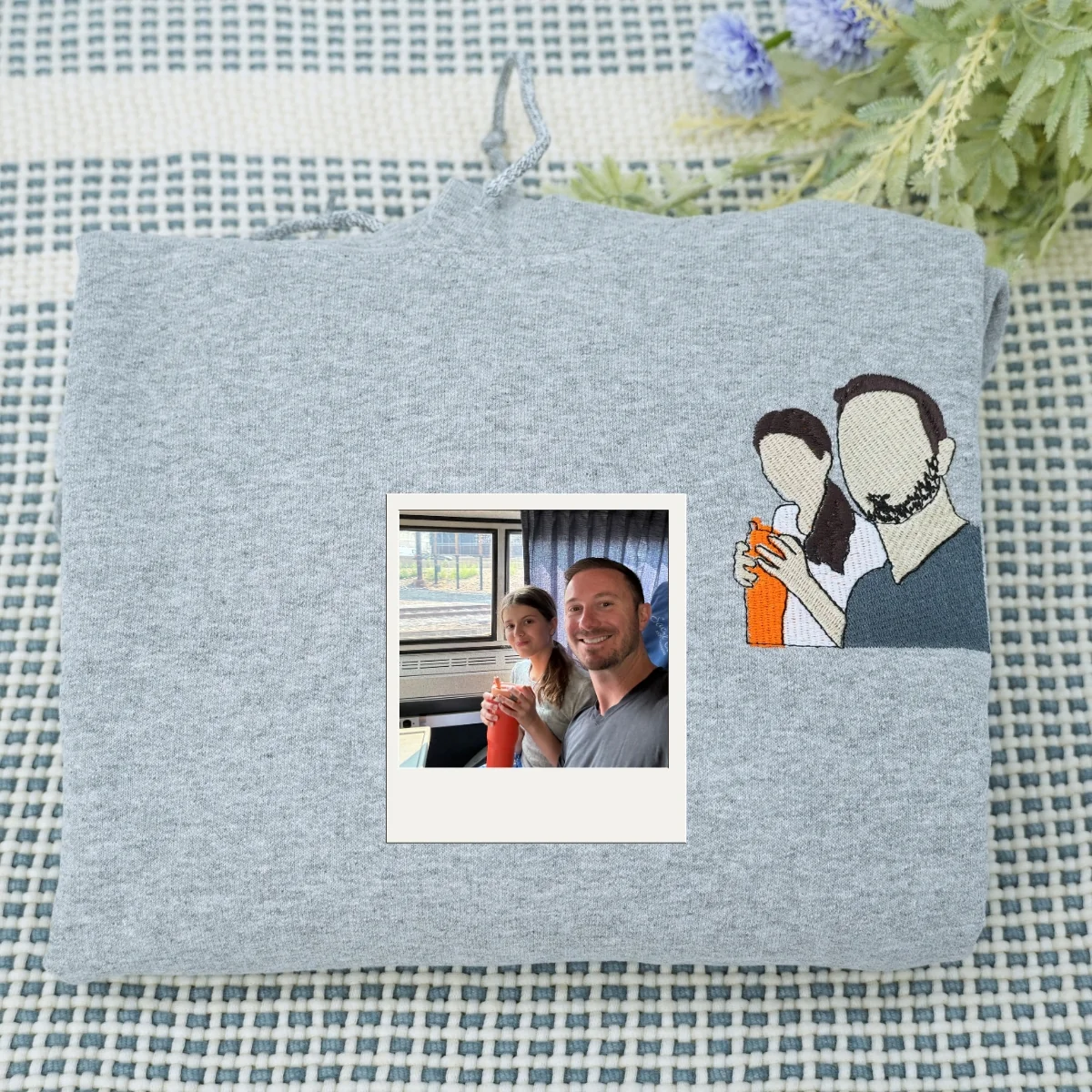 Matching Photo Embroidered Hoodies - Custom Couples Memory Sweatshirts - Perfect Anniversary Gift - Image 4