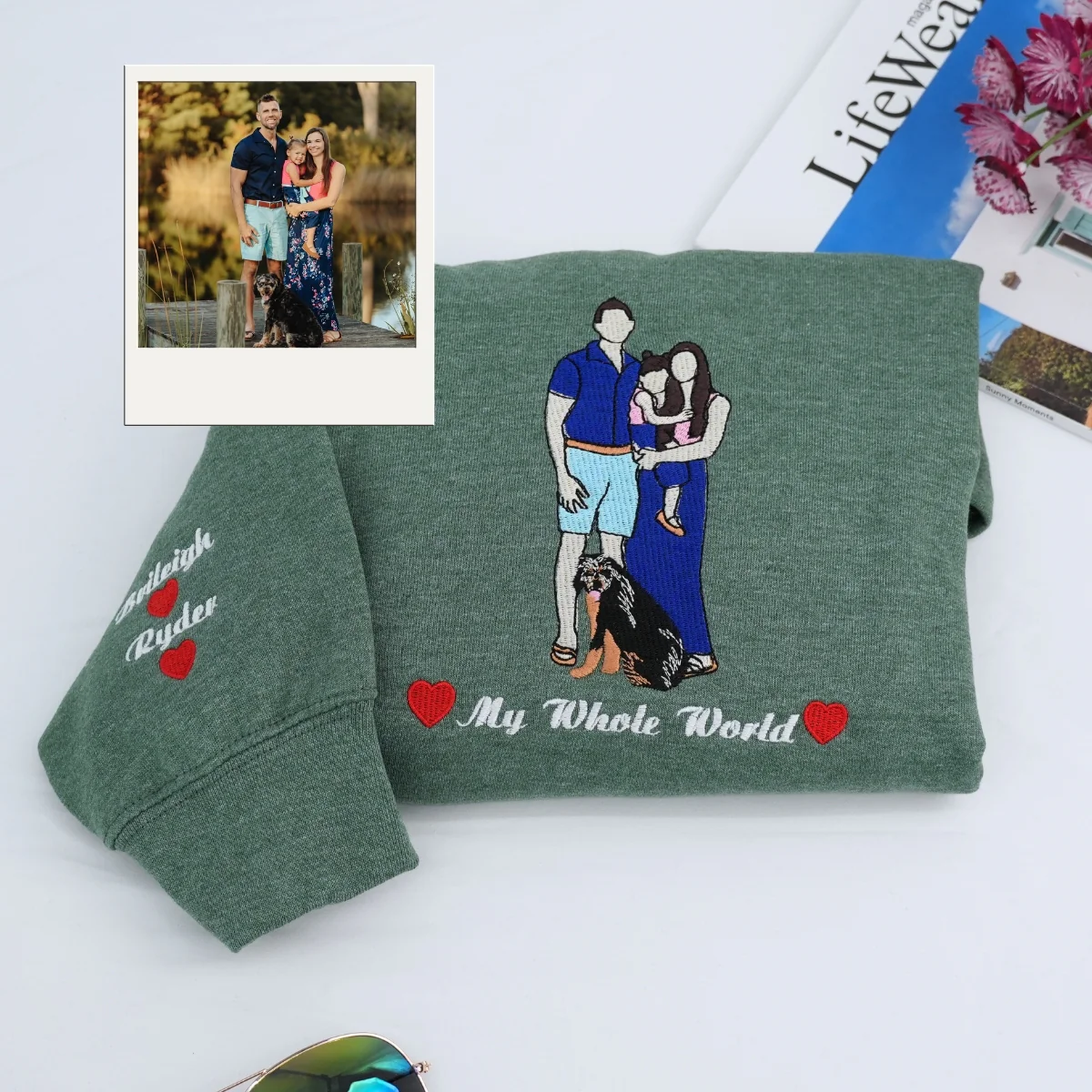 Matching Photo Embroidered Hoodies - Custom Couples Memory Sweatshirts - Perfect Anniversary Gift - Image 5