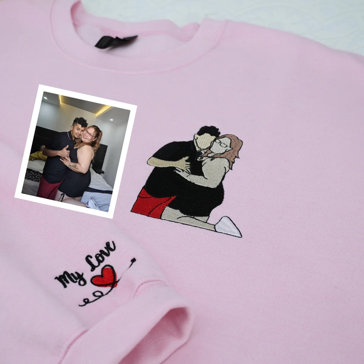 Matching Photo Embroidered Hoodies - Custom Couples Memory Sweatshirts - Perfect Anniversary Gift - Image 8