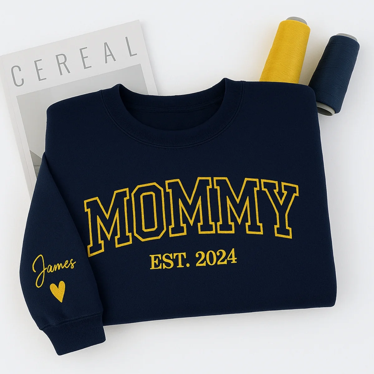 Mommy Custom Hoodies - Varsity Style Embroidered Sweatshirts with Child Name & Heart - Perfect Mother's Day Gift