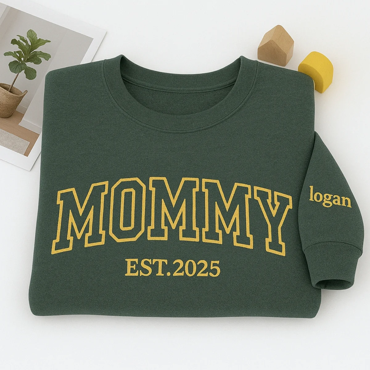 Mommy Custom Hoodies - Varsity Style Embroidered Sweatshirts with Child Name & Heart - Perfect Mother's Day Gift - Image 2