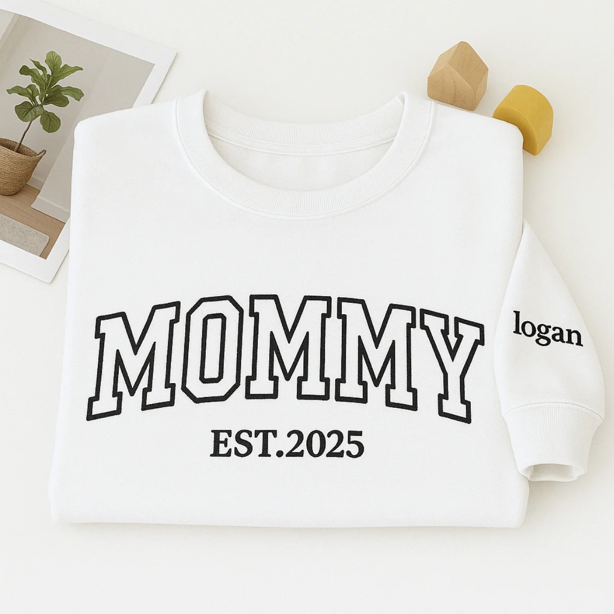 Mommy Custom Hoodies - Varsity Style Embroidered Sweatshirts with Child Name & Heart - Perfect Mother's Day Gift - Image 3