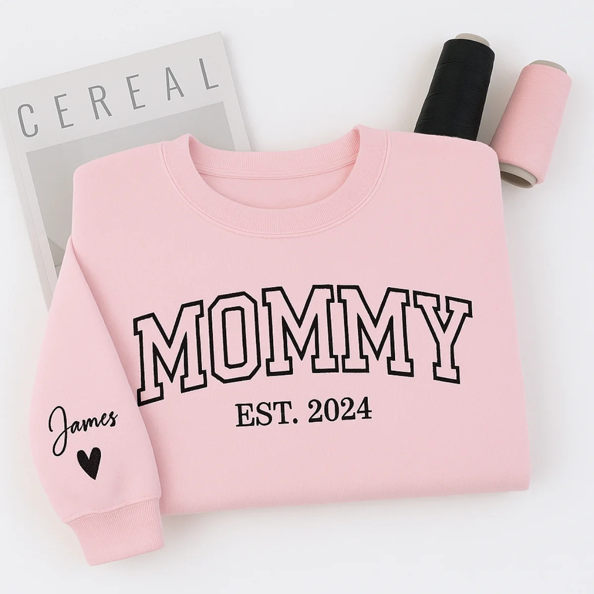 Mommy Custom Hoodies - Varsity Style Embroidered Sweatshirts with Child Name & Heart - Perfect Mother's Day Gift - Image 4