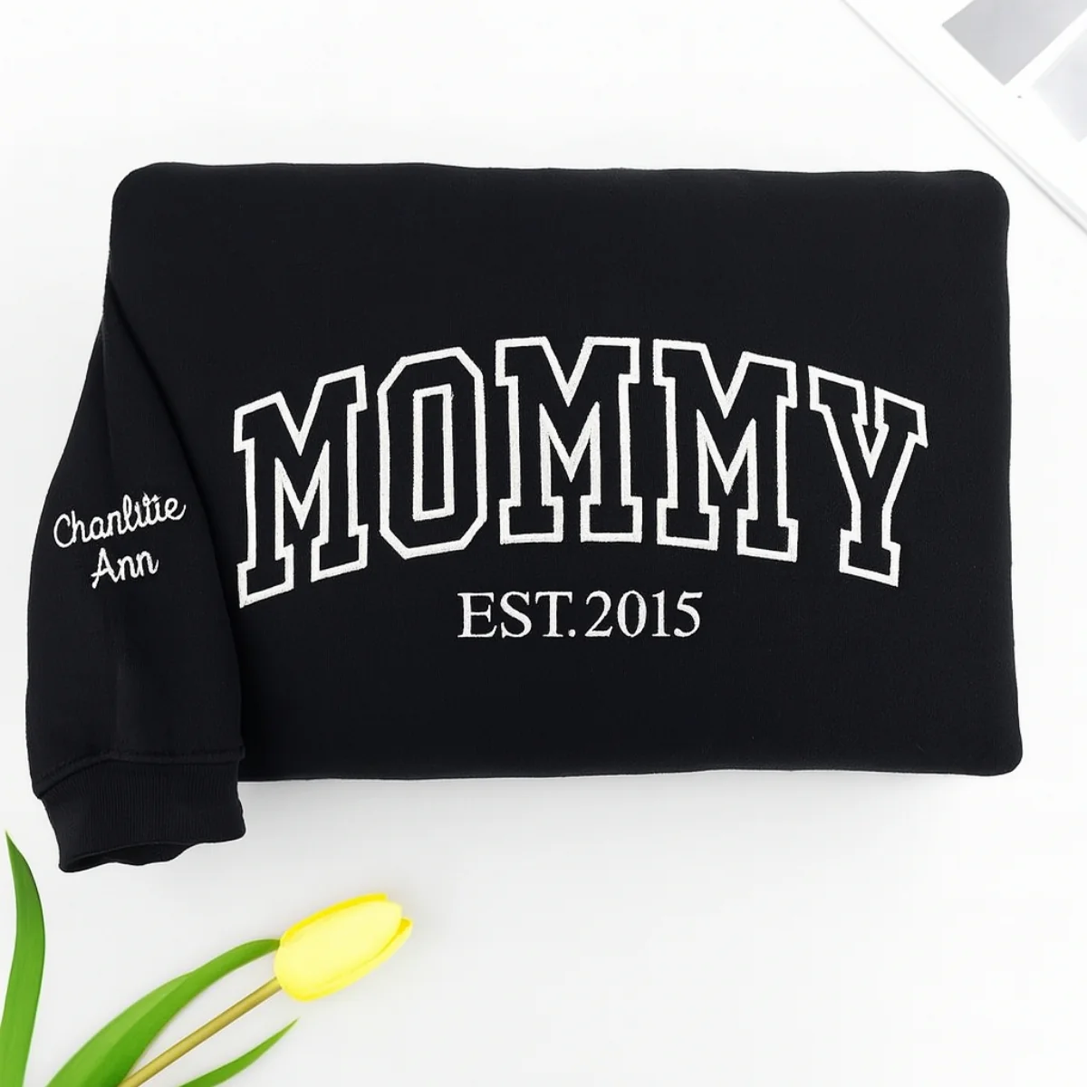 Mommy Custom Hoodies - Varsity Style Embroidered Sweatshirts with Child Name & Heart - Perfect Mother's Day Gift - Image 5